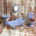 1:12 Scale Dollhouse Miniature Ceramic Bathroom Set – 4-Piece Furniture Model for Dollhouse Decor