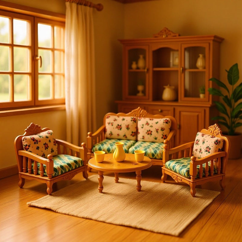1:12 Scale Dollhouse Miniature Furniture Set – Sofa & Piano Ornaments for Girls